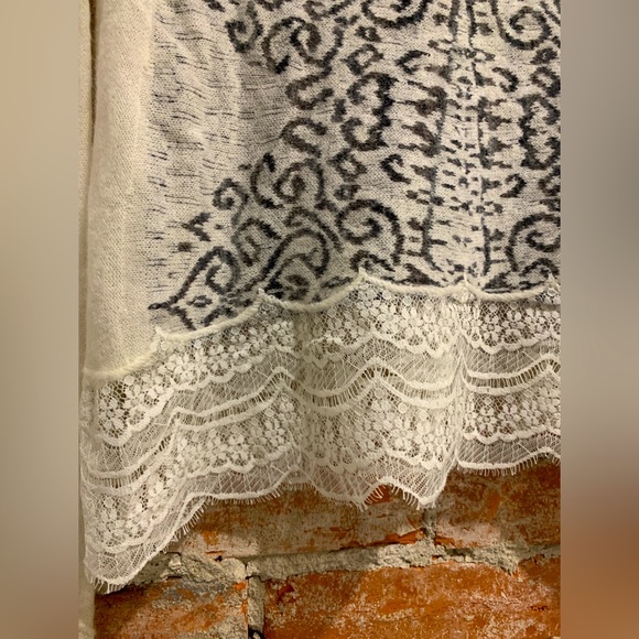 Free People Crop Wool Angora Alpaca Blend Sweater with Lace Trim NWT - Picture 6 of 8